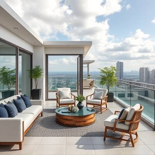 Foto dell'attico dopo la ristrutturazione, che mostra un ambiente elegante e moderno con una terrazza panoramica