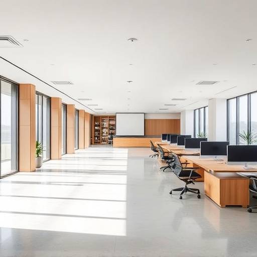 Foto dopo la ristrutturazione di un ufficio in zona Porta Nuova a Milano, con open space e arredamento moderno