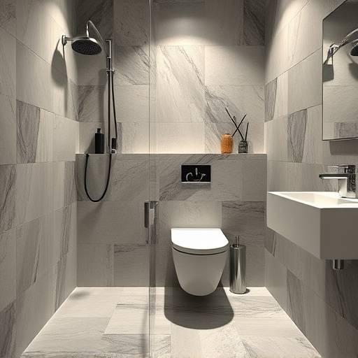 Un bagno moderno con piastrelle di design e sanitari sospesi a Milano