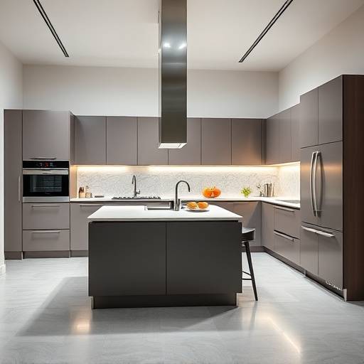 Una cucina moderna con isola centrale e elettrodomestici di ultima generazione a Milano